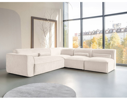 Canapé modulable d'angle droit 5 places en tissu texturé Felix