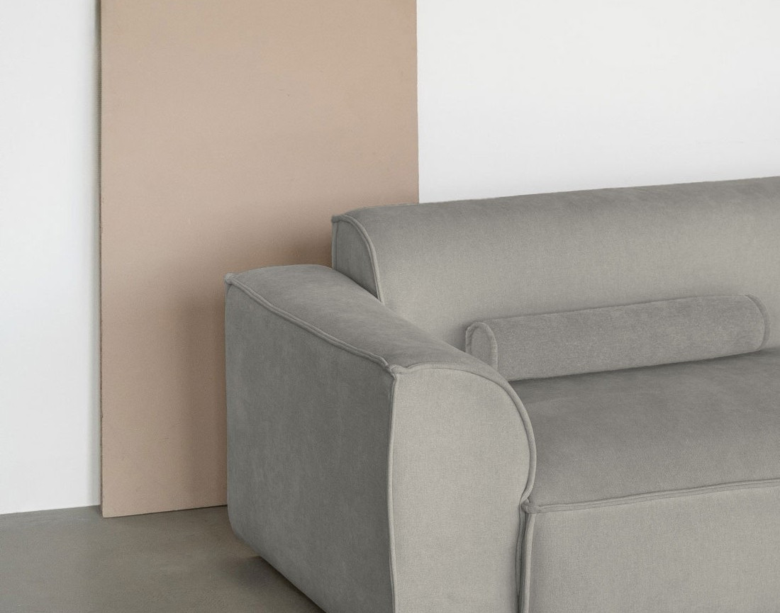 Canapé modulable d'angle droit 5 places en tissu texturé Felix