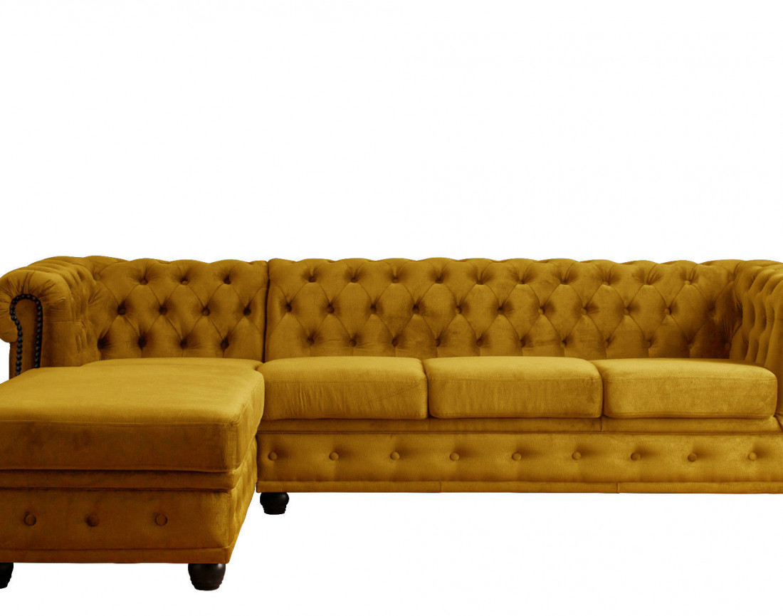 Canapé Chesterfield d'angle gauche 4 places en velours William