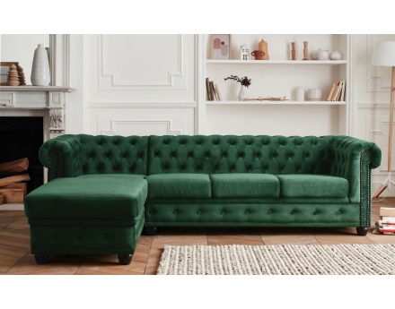 Canapé Chesterfield d'angle gauche 4 places en velours William