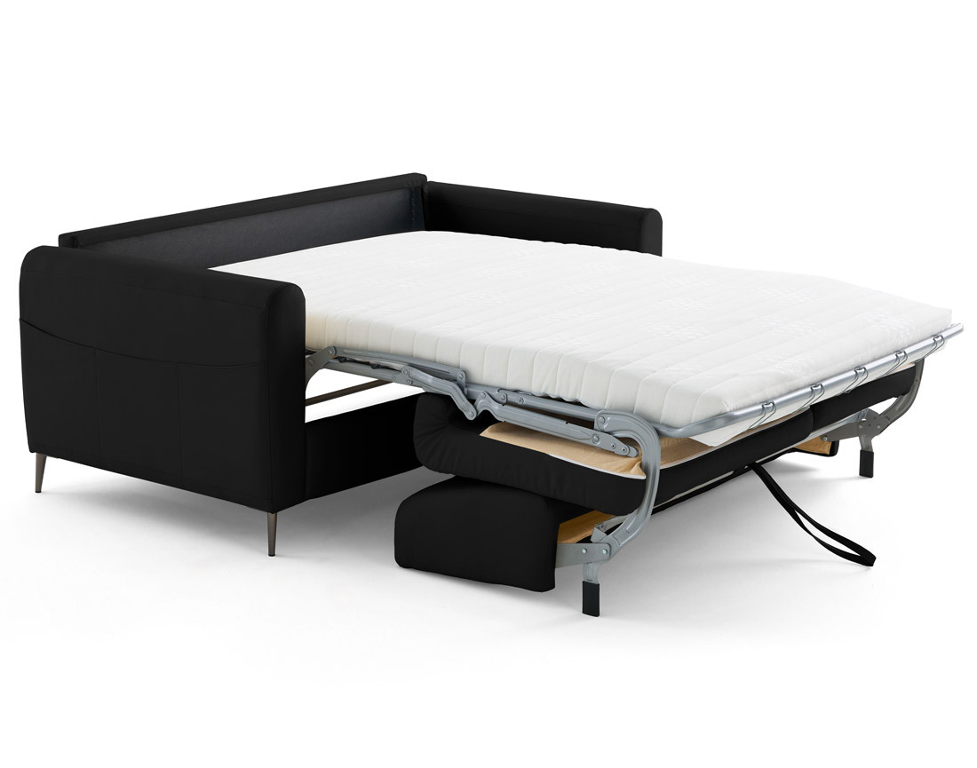 Canapé 3 places convertible couchage quotidien matelas 12 cm en cuir vegan Owen