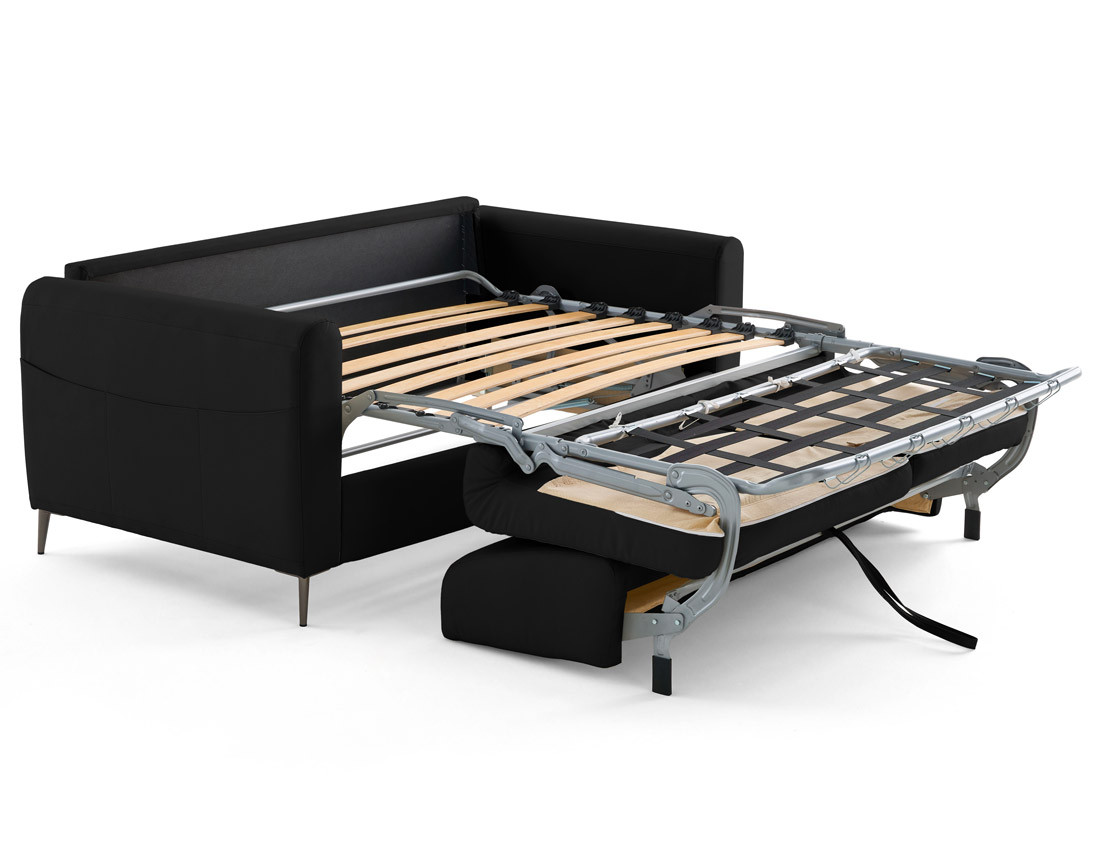 Canapé 3 places convertible couchage quotidien matelas 12 cm en cuir vegan Owen