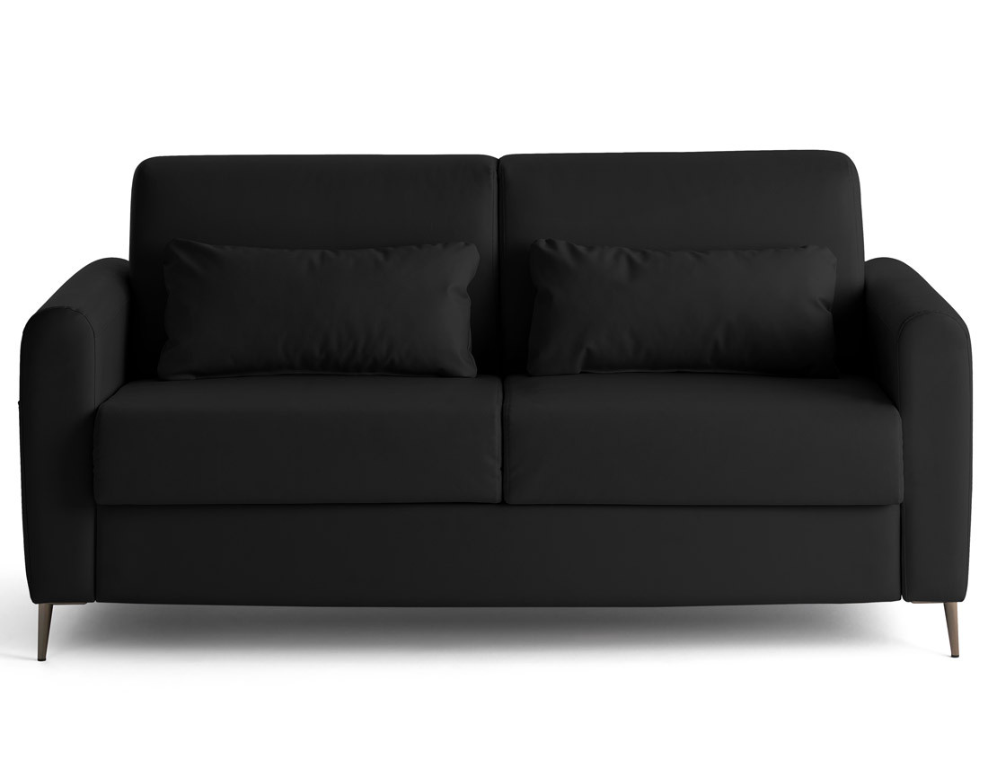Canapé 3 places convertible couchage quotidien matelas 12 cm en cuir vegan Owen