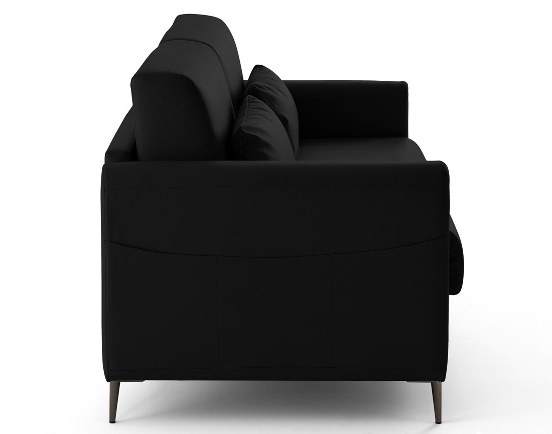 Canapé 3 places convertible couchage quotidien matelas 12 cm en cuir vegan Owen