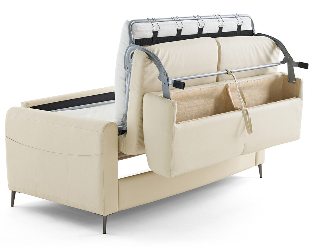 Canapé 3 places convertible couchage quotidien matelas 12 cm en cuir vegan Owen
