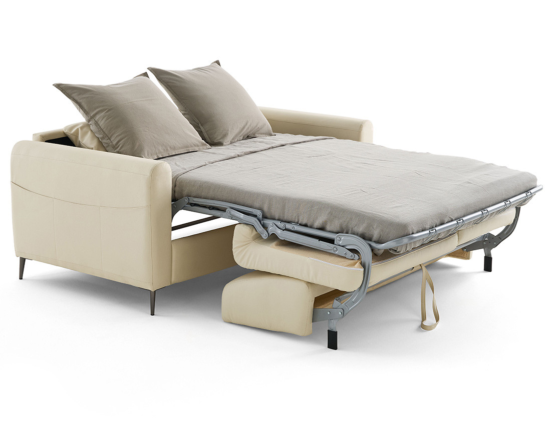 Canapé 3 places convertible couchage quotidien matelas 12 cm en cuir vegan Owen