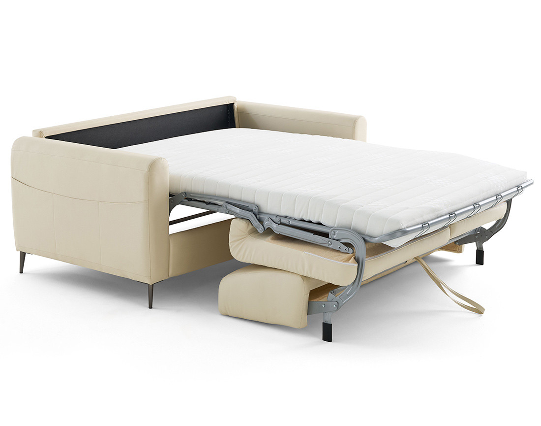 Canapé 3 places convertible couchage quotidien matelas 12 cm en cuir vegan Owen