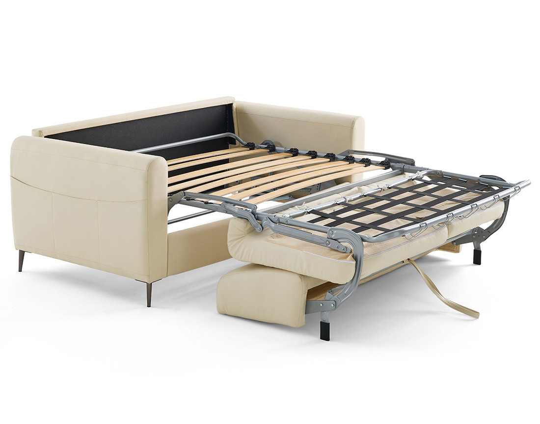 Canapé 3 places convertible couchage quotidien matelas 12 cm en cuir vegan Owen