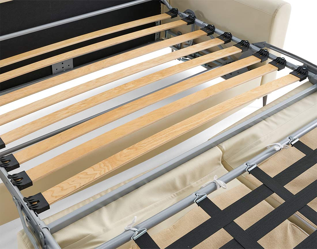 Canapé 3 places convertible couchage quotidien matelas 12 cm en cuir vegan Owen