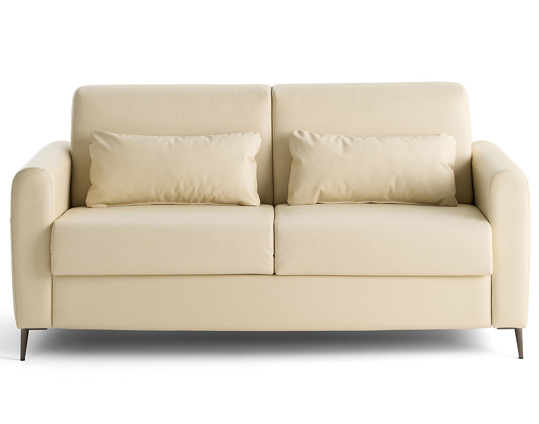 Canapé 3 places convertible couchage quotidien matelas 12 cm en cuir vegan Owen
