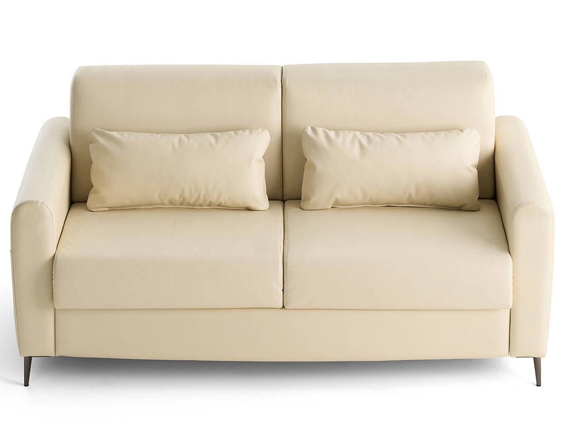 Canapé 3 places convertible couchage quotidien matelas 12 cm en cuir vegan Owen