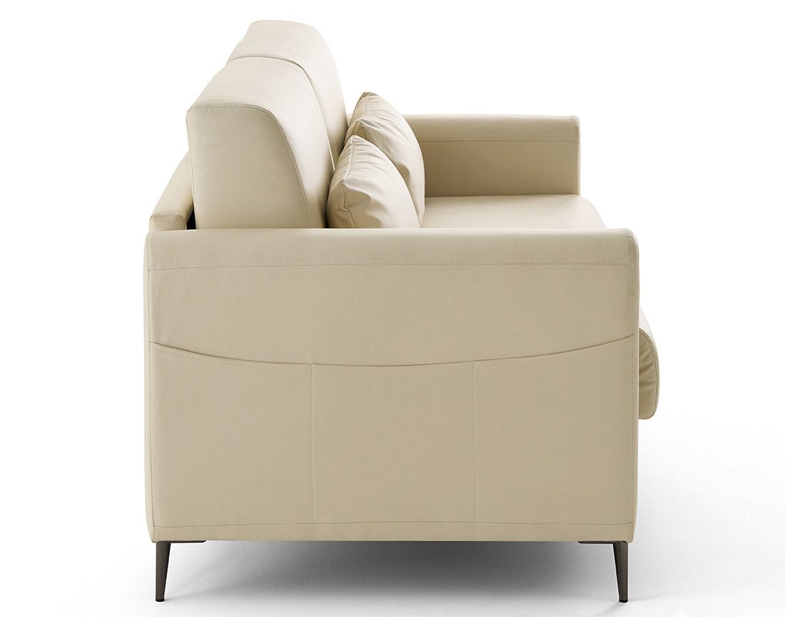 Canapé 3 places convertible couchage quotidien matelas 12 cm en cuir vegan Owen