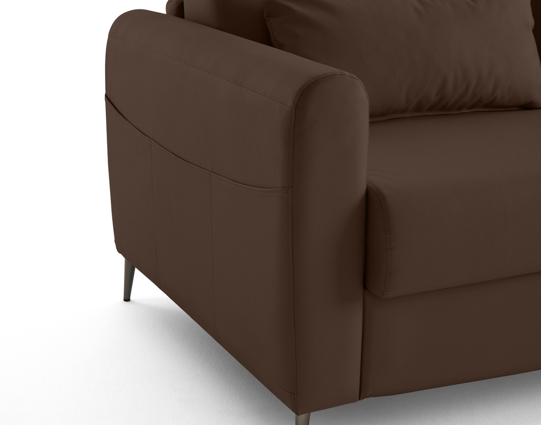 Canapé 3 places convertible couchage quotidien matelas 12 cm en cuir vegan Owen