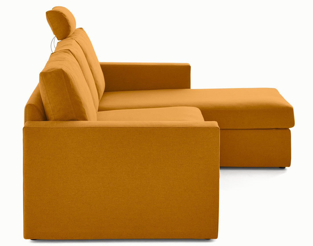 Canapé d'angle réversible 4 places avec têtières amovible en tissu Barrie