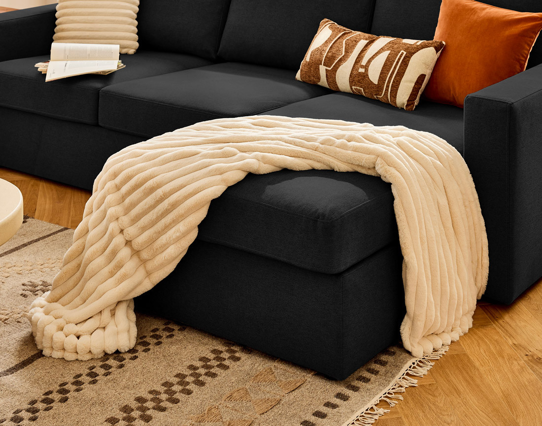 Canapé d'angle réversible 4 places avec têtières amovible en tissu Barrie