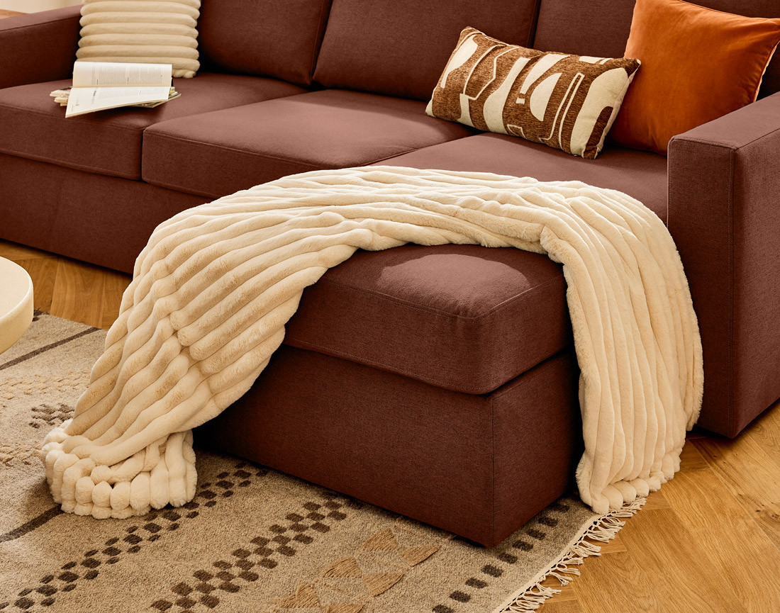 Canapé d'angle réversible 4 places avec têtières amovible en tissu Barrie