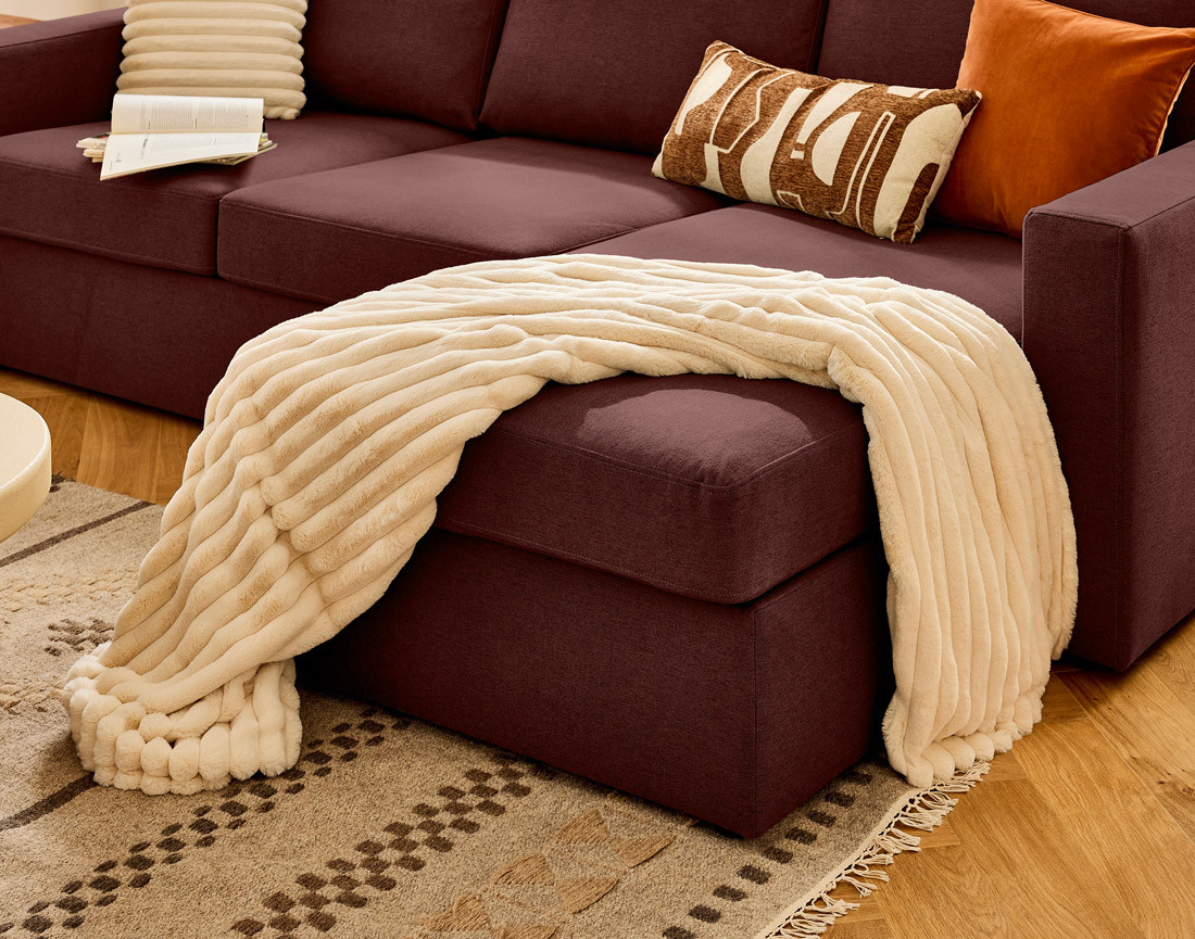 Canapé d'angle réversible 4 places avec têtières amovible en tissu Barrie