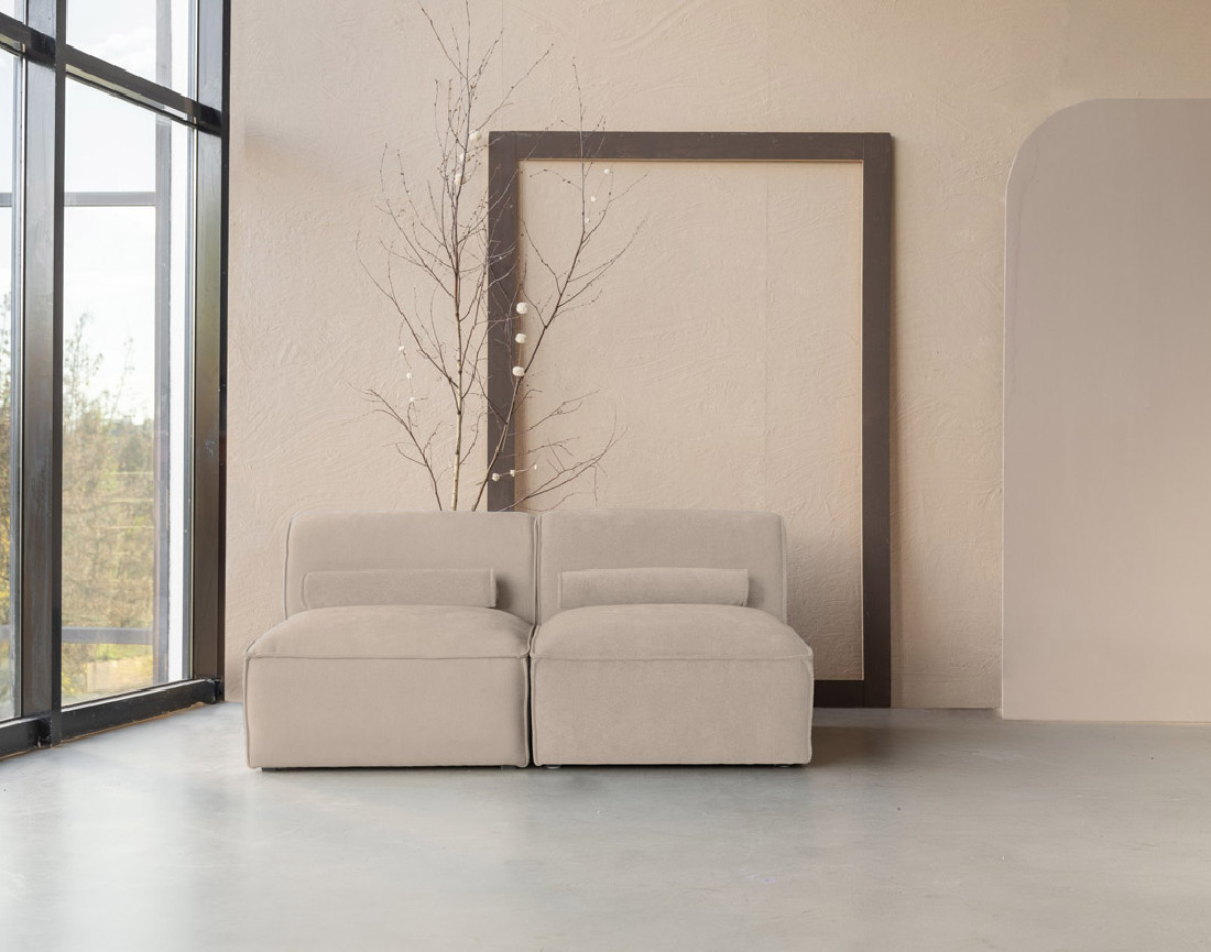 Canapé modulable 2 places en tissu texturé Felix