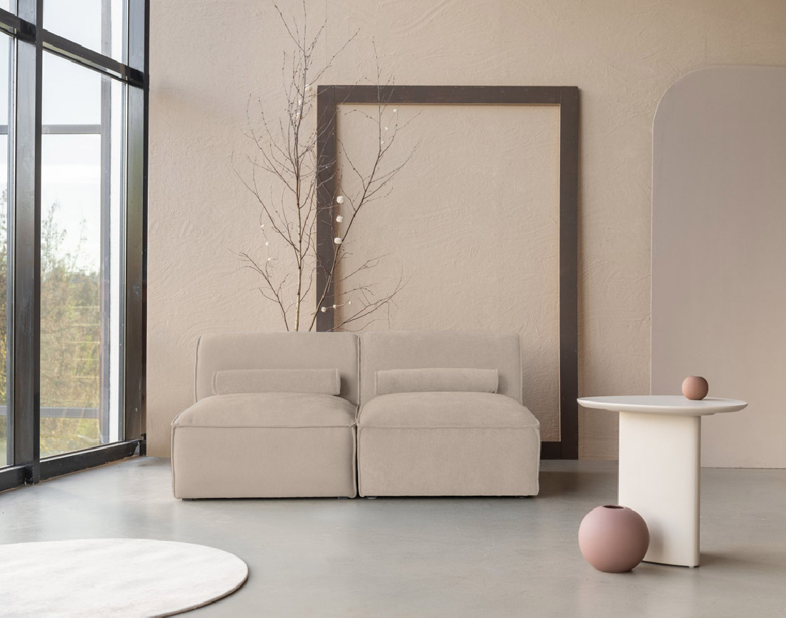 Canapé modulable 2 places en tissu texturé Felix