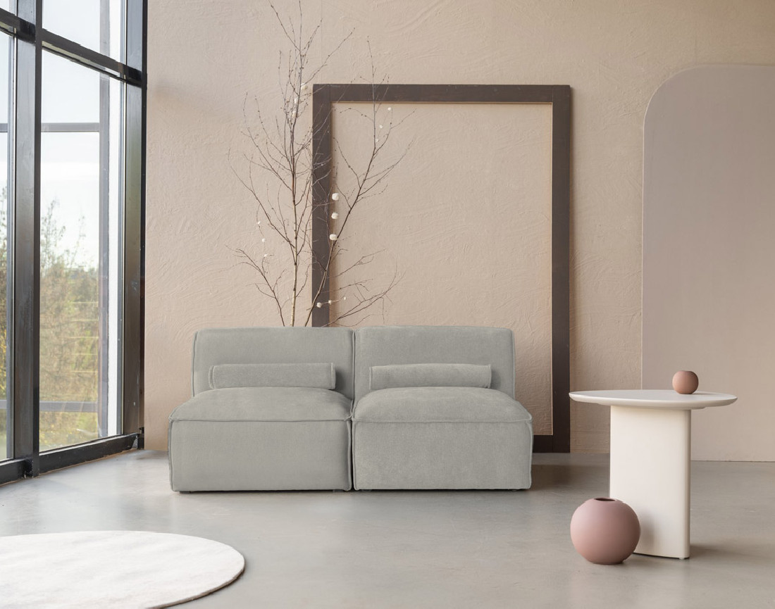 Canapé modulable 2 places en tissu texturé Felix