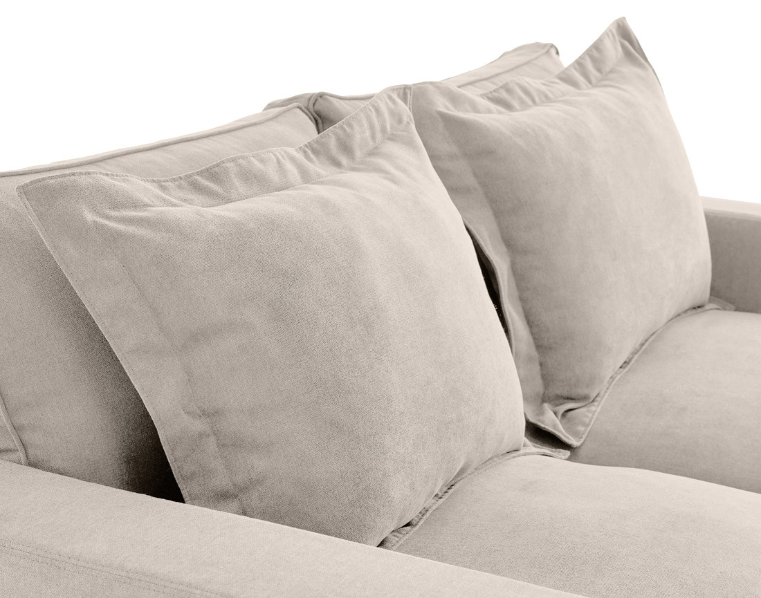 Canapé droit déhoussable 3 places avec poches en tissu Rico
