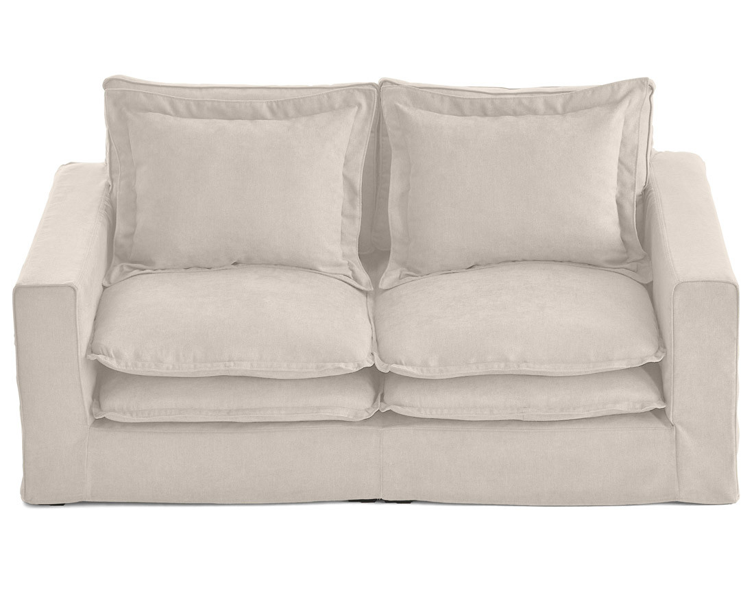 Canapé droit déhoussable 3 places avec poches en tissu Rico
