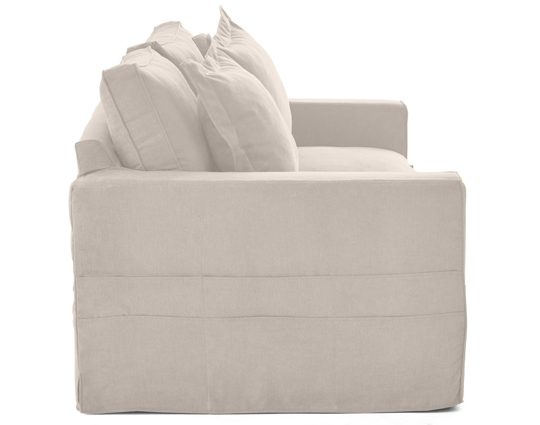 Canapé droit déhoussable 3 places avec poches en tissu Rico