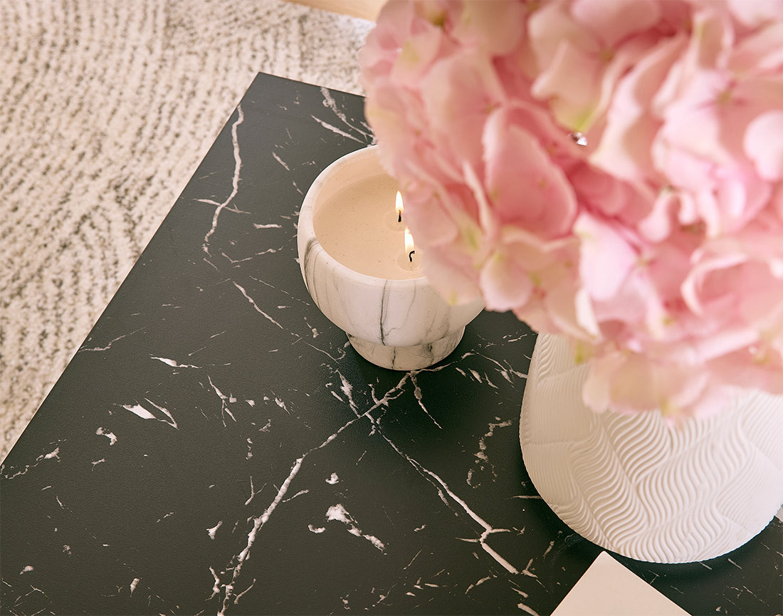 Table basse effet marbre noir 60 cm Alamosa
