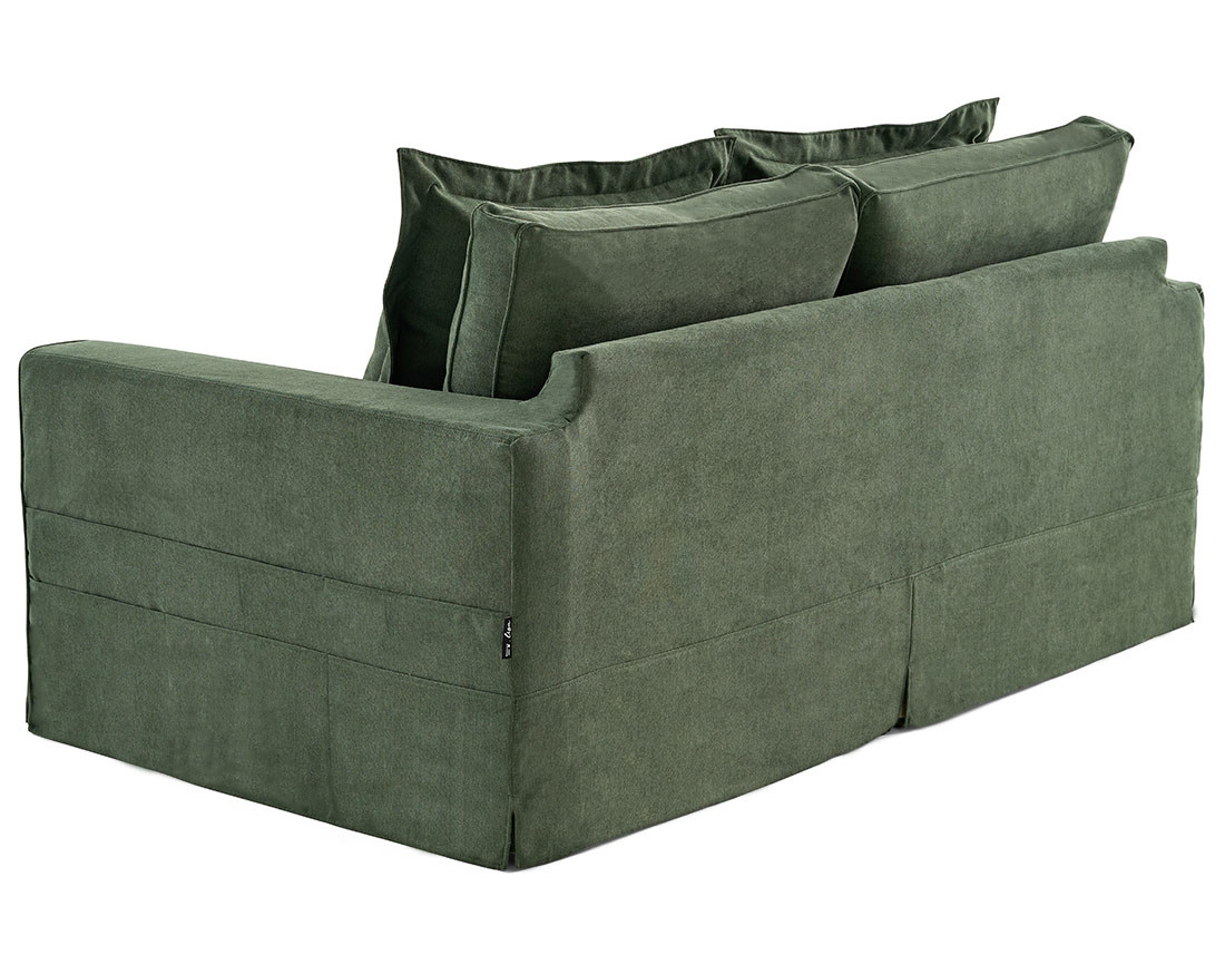 Canapé droit déhoussable 3 places avec poches en tissu Rico