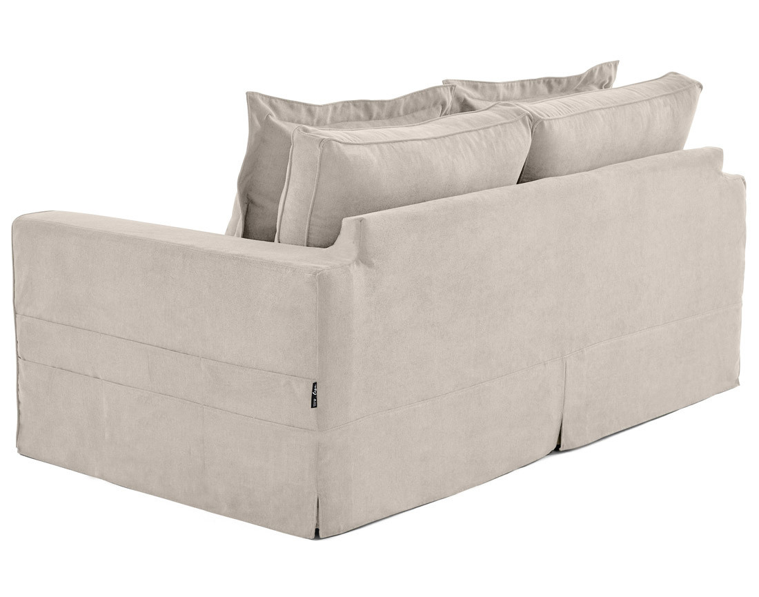 Canapé droit déhoussable 3 places avec poches en tissu Rico