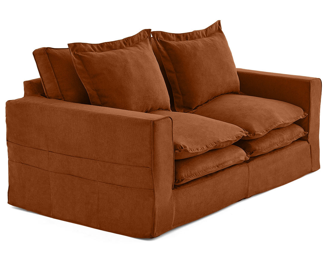 Canapé droit déhoussable 3 places avec poches en tissu Rico