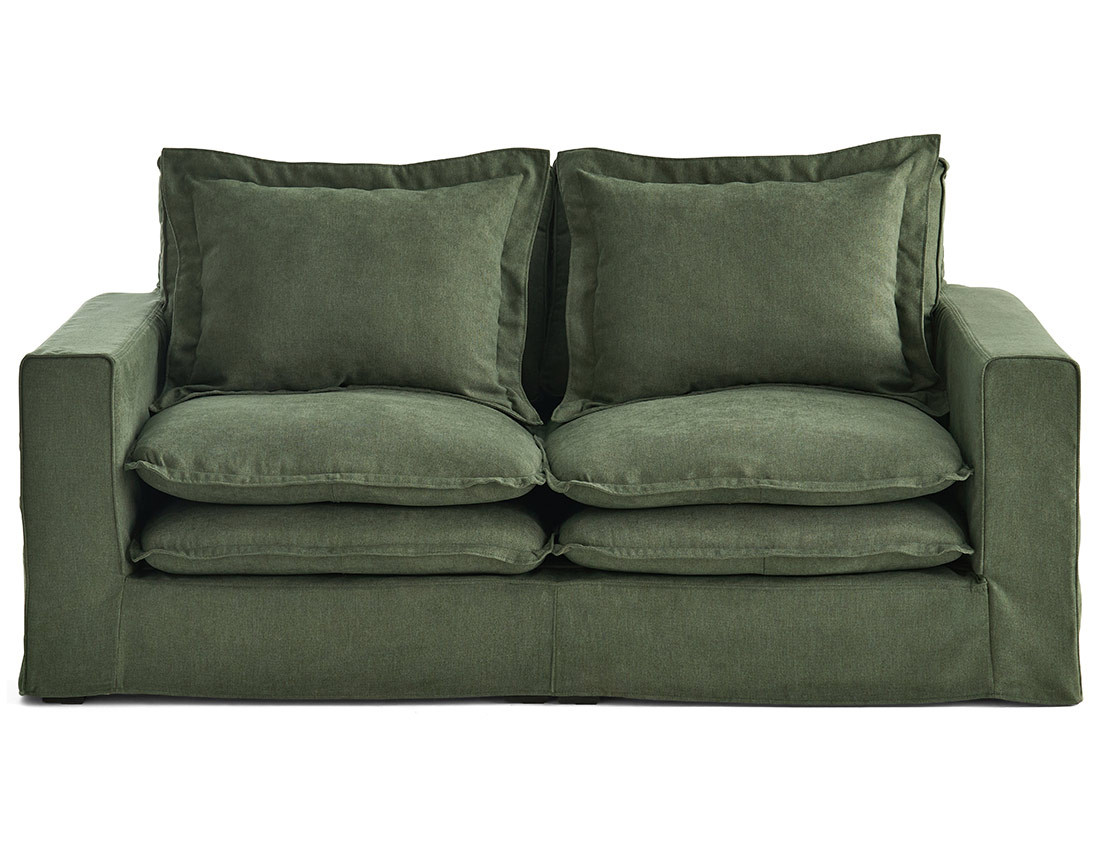 Canapé droit déhoussable 3 places avec poches en tissu Rico