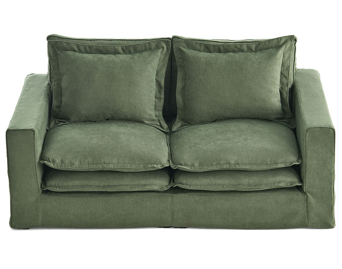 Canapé droit déhoussable 3 places avec poches en tissu Rico