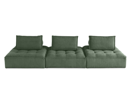 Canapé modulable droit 3 places en velours texturé Marisol