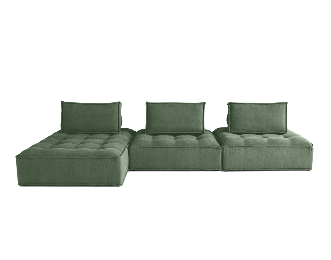 Canapé d'angle modulable 4 places en velours texturé Marisol
