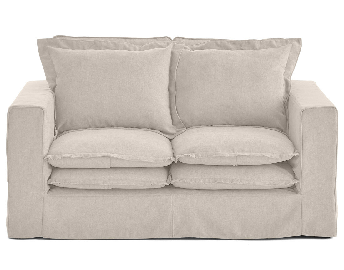 Canapé droit déhoussable 2 places avec poches en tissu Rico