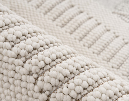 Tapis rectangulaire motif géométrique beige et blanc Elma