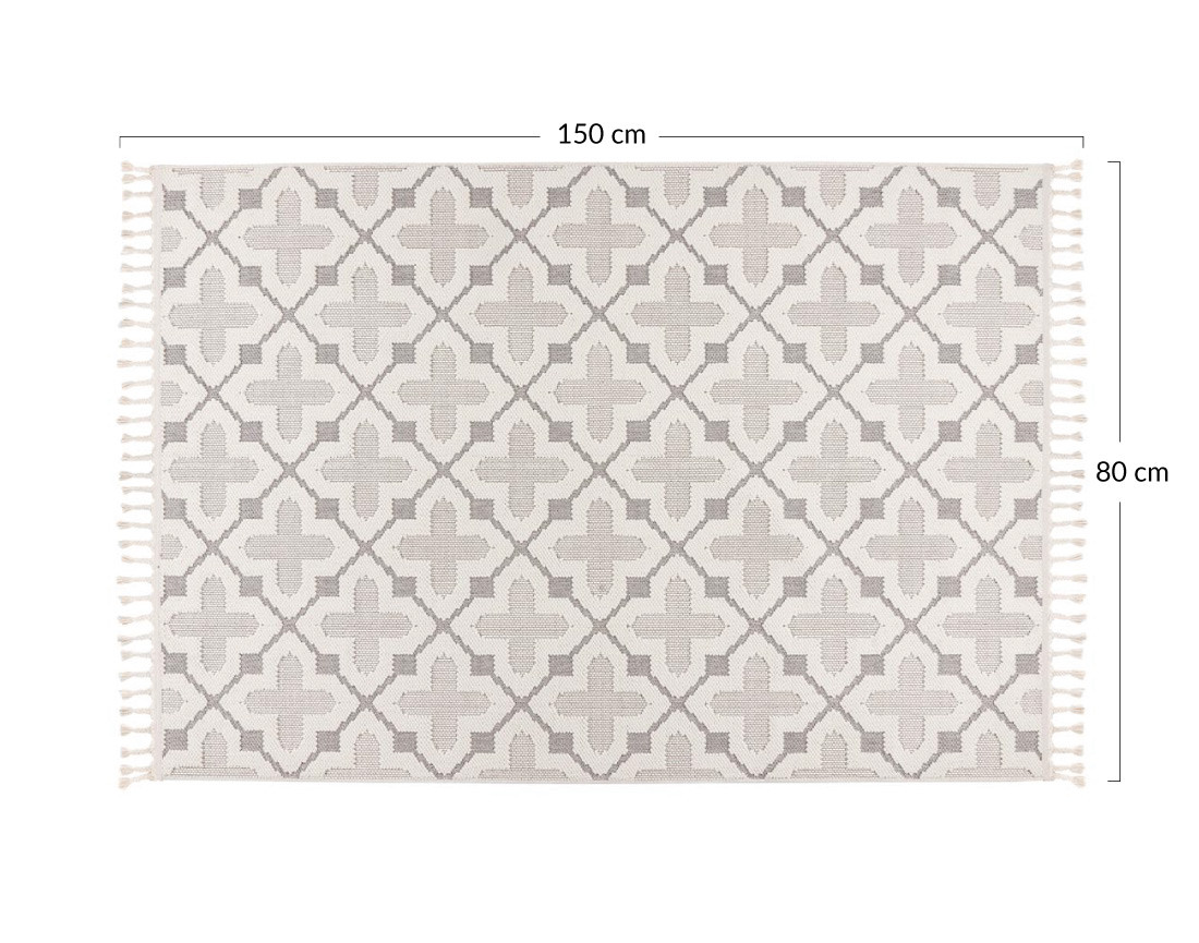 Tapis rectangulaire motif graphique taupe et blanc Elma