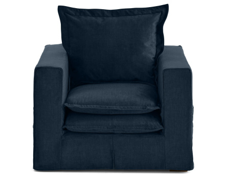 Fauteuil déhoussable avec poches en velours Rico