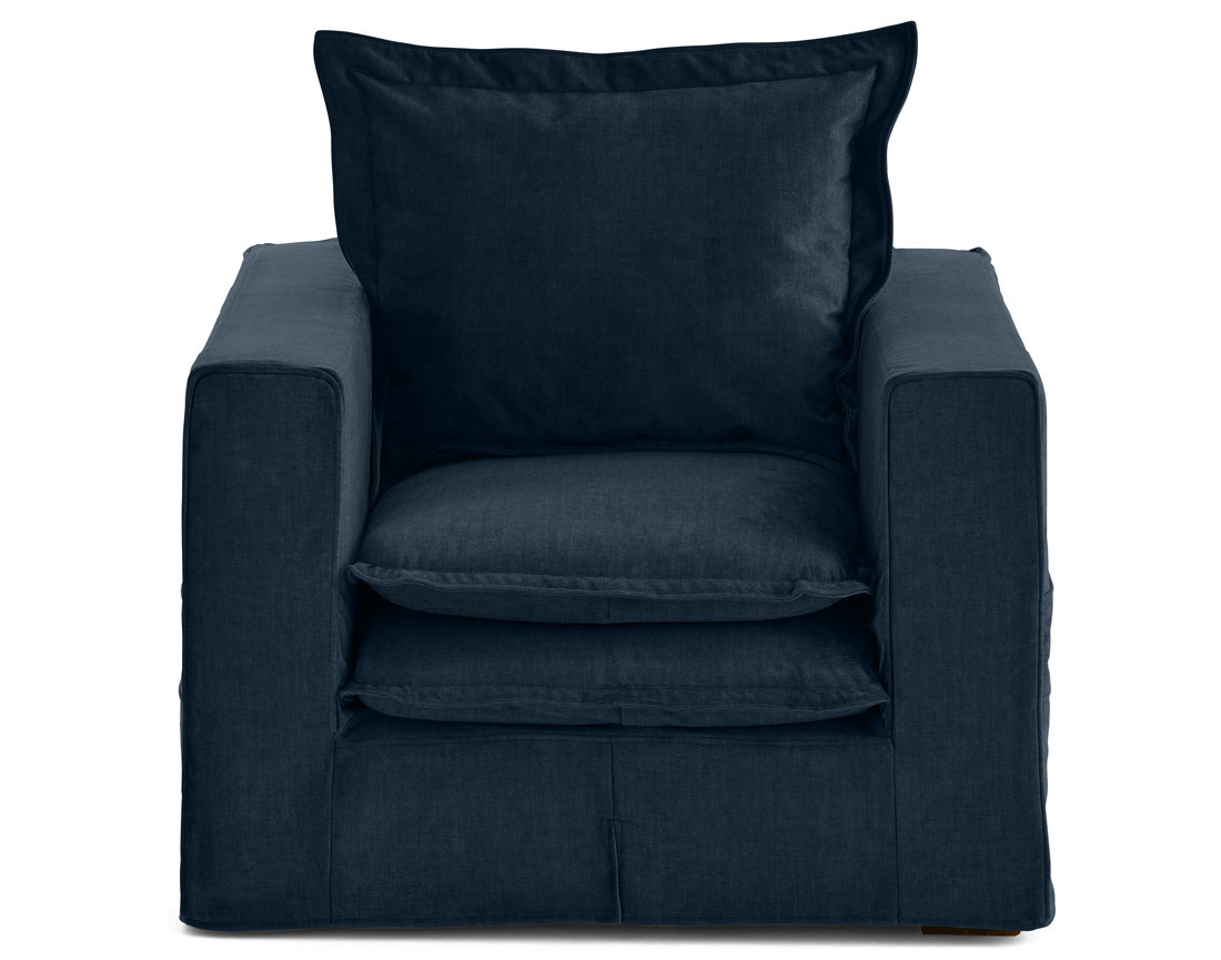 Fauteuil déhoussable avec poches en velours Rico