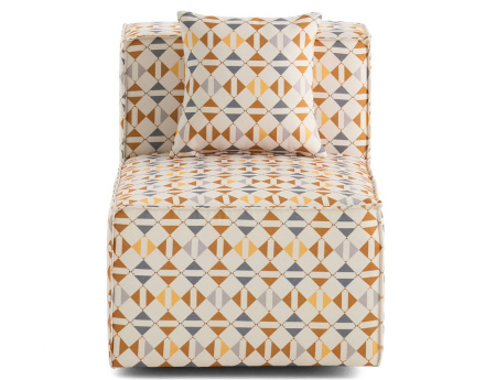 Module d'assise sans accoudoirs motif graphique en tissu Arty