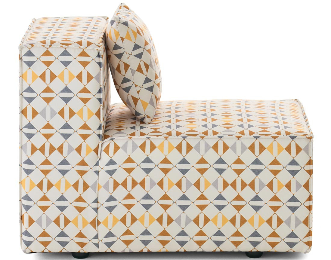 Module d'assise sans accoudoirs motif graphique en tissu Arty