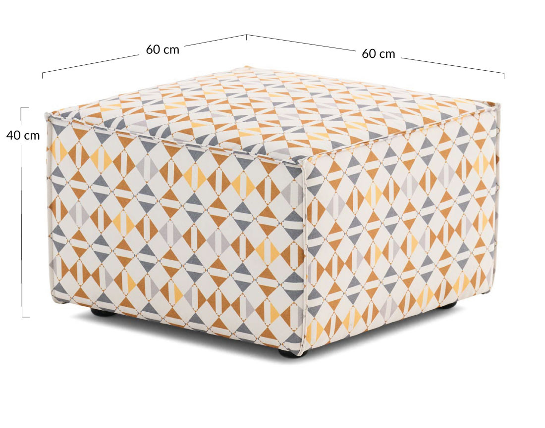 Pouf motif graphique en tissu Arty