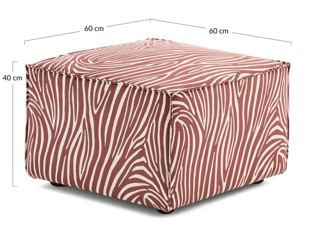 Pouf zèbre en velours Arty