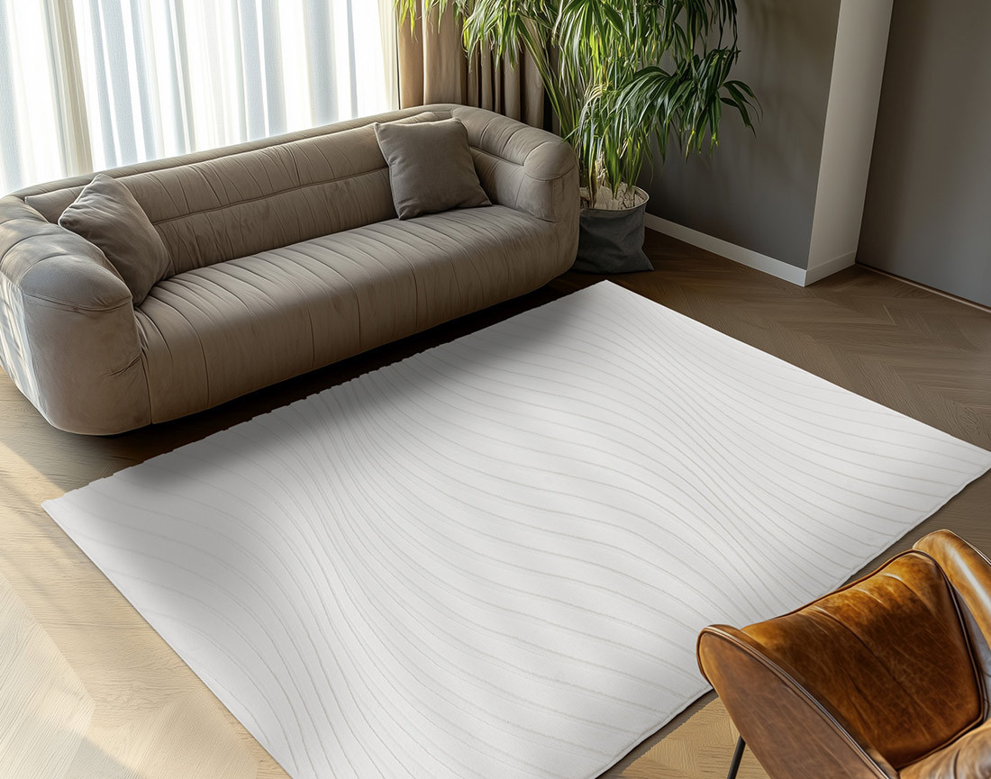 Tapis rectangulaire motif courbe blanc Lovely