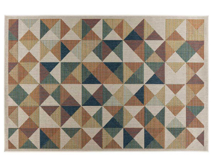 Tapis rectangulaire motif géométrique intérieur et extérieur multicolore Noumea