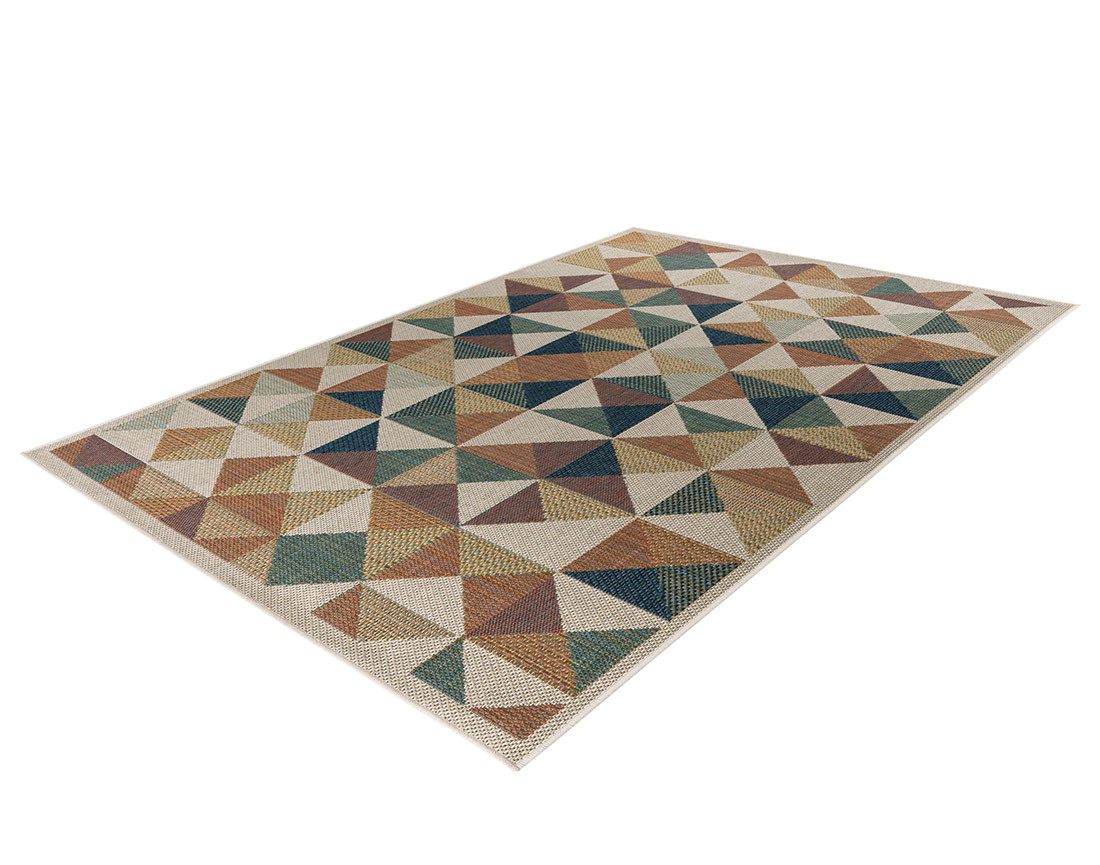Tapis rectangulaire motif géométrique intérieur et extérieur multicolore Noumea
