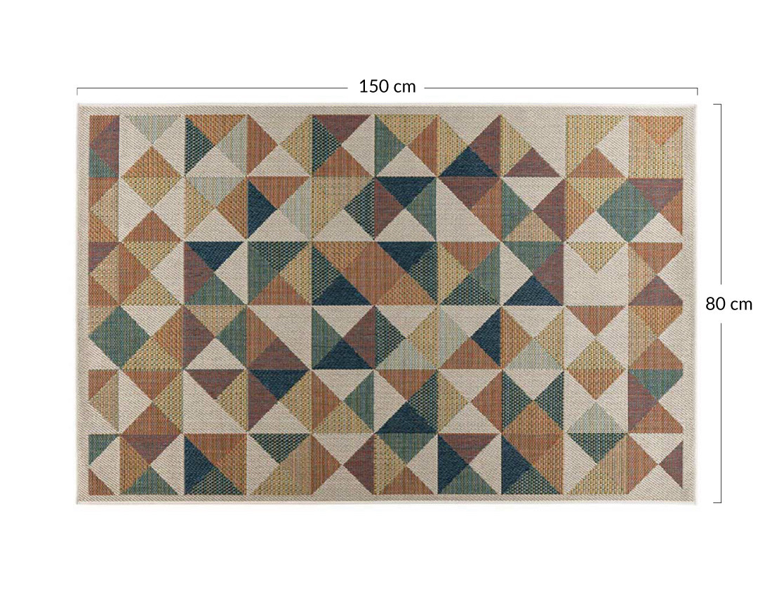 Tapis rectangulaire motif géométrique intérieur et extérieur multicolore Noumea