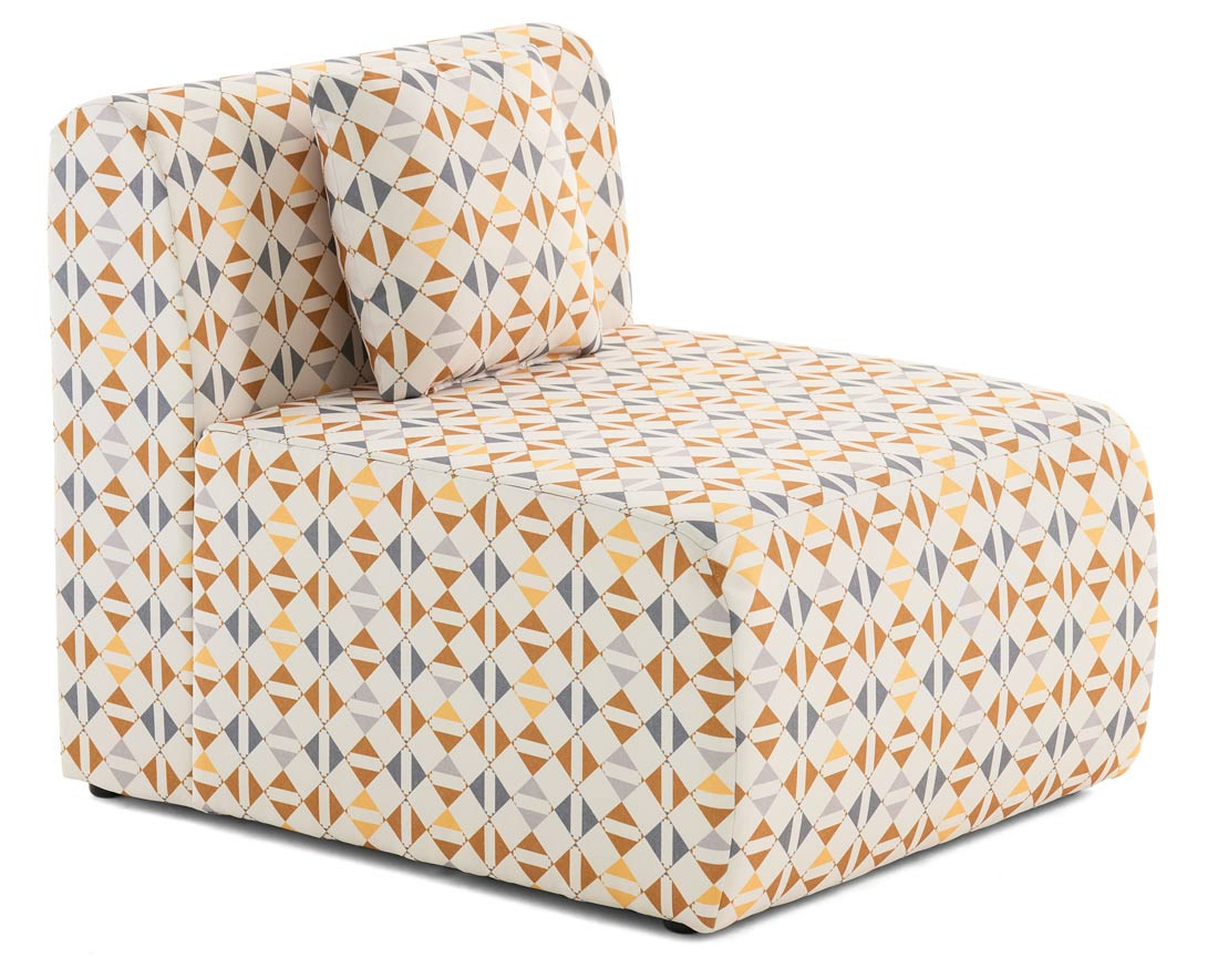 Module d'assise sans accoudoirs motif graphique en tissu Ikare