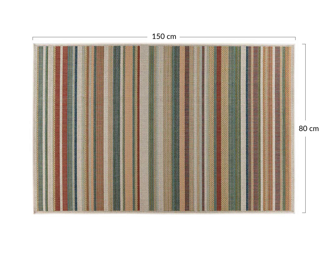 Tapis rectangulaire motif rayure intérieur et extérieur multicolore Noumea